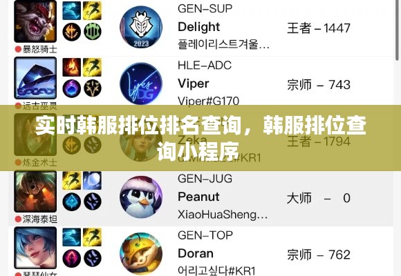 实时韩服排位排名查询,韩服排位查询小程序