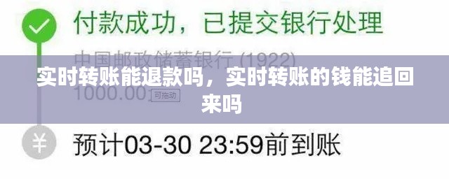 实时转账能退款吗,实时转账的钱能追回来吗
