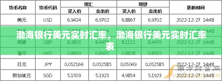 渤海银行美元实时汇率,渤海银行美元实时汇率表