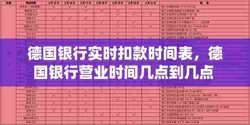 德国银行实时扣款时间表,德国银行营业时间几点到几点
