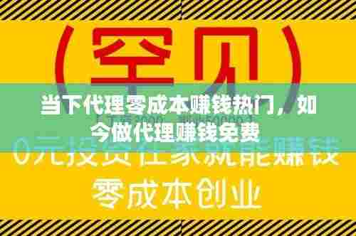 当下代理零成本赚钱热门,如今做代理赚钱免费