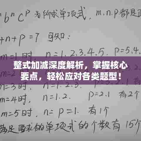 整式加减深度解析,掌握核心要点,轻松应对各类题型!