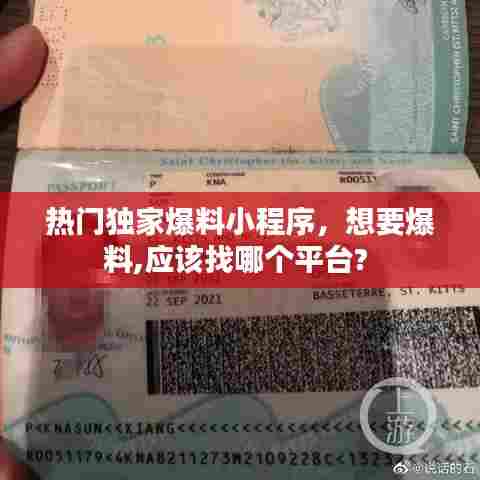 热门独家爆料小程序,想要爆料,应该找哪个平台?