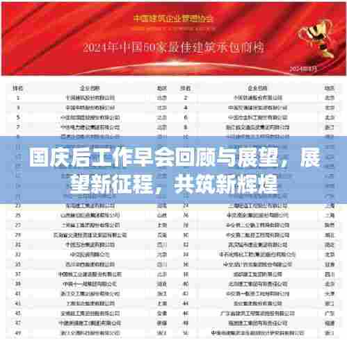 国庆后工作早会回顾与展望，展望新征程，共筑新辉煌