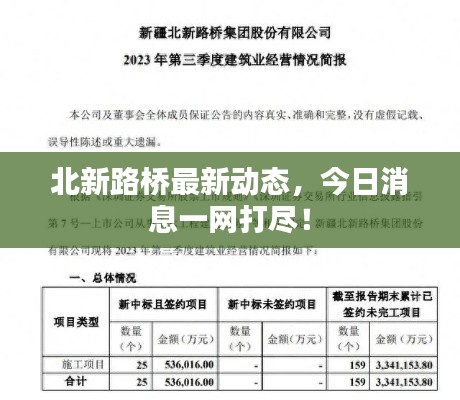 北新路桥最新动态,今日消息一网打尽!