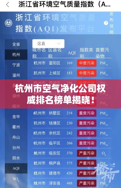 杭州市空气净化公司权威排名榜单揭晓!