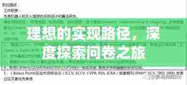 理想的实现路径，深度探索问卷之旅