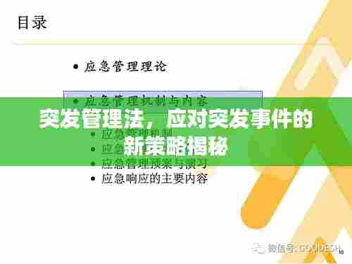 突发管理法,应对突发事件的新策略揭秘